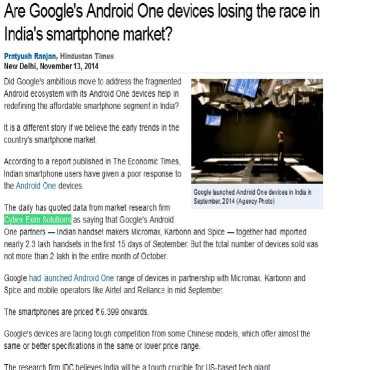 Are Google's Android One devices losing the race in India's smartphone market?